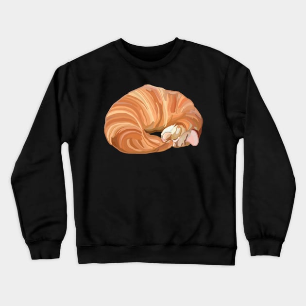 Ginger Orange Croissant Cat Crewneck Sweatshirt by Art by Deborah Camp